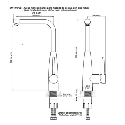 GRIFERIA DE MESADA COCINA MONOCOMANDO CROMO FV 000