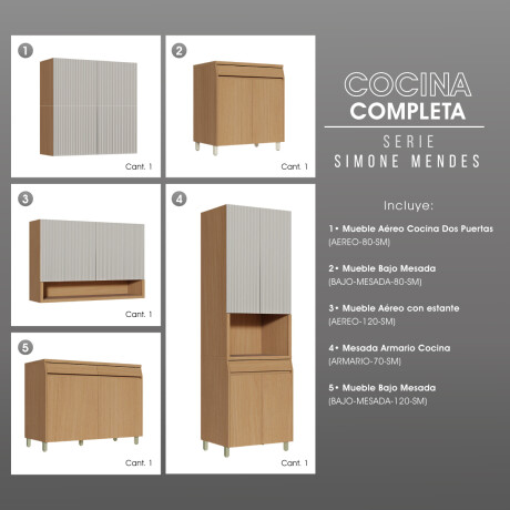 JUEGO MODULAR PARA COCINA INCLUYE AEREOS BAJO MESADA Y TORRE GAMAS DE BEIGE