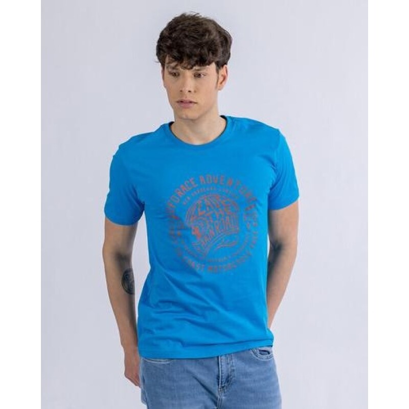 Camiseta en algodón estampada UFO Adventure azul Azul