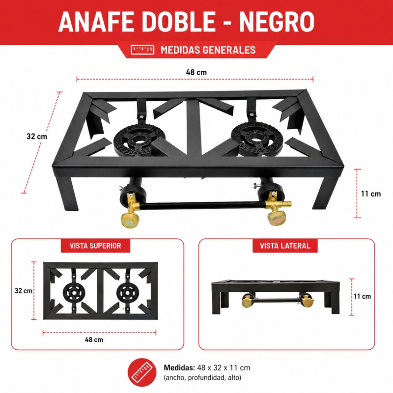 Anafe doble NEGRO