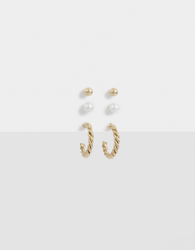 Aros Sets Strass Set De Aros De Metal - Dorado