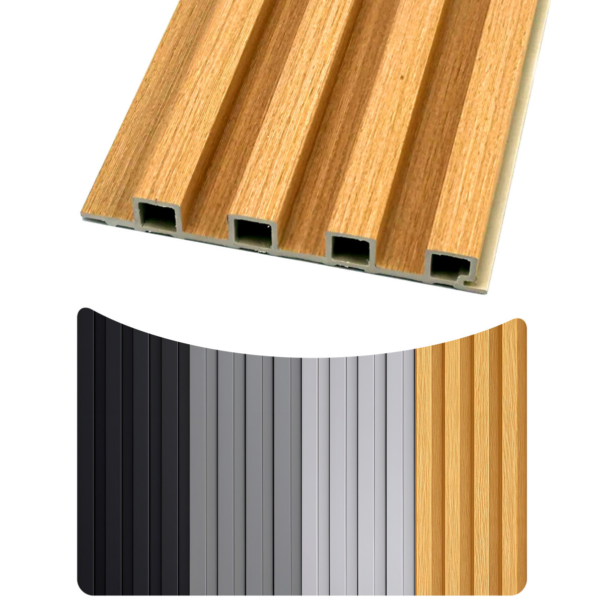 Pack x100 Wpc Simil Madera Wall Panel Lambrin 2.90m x 16.7cm - Color Marron Madera 