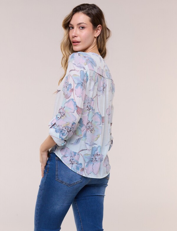 Blusa Botones Nudo CELESTE/MULTI