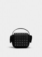 Bolso Bandolera De Nylon Con Tachuelas negro