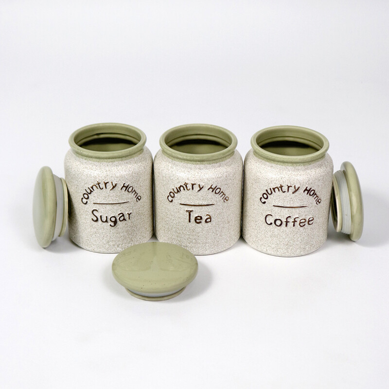 SET FRASCO CERAMICA BLANCO 3PZAS 10X13.5CM Unica