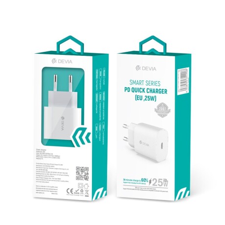 CARGADOR DE PARED 25W CARGA RAPIDA DEVIA SMART SERIES PD EU Blanco