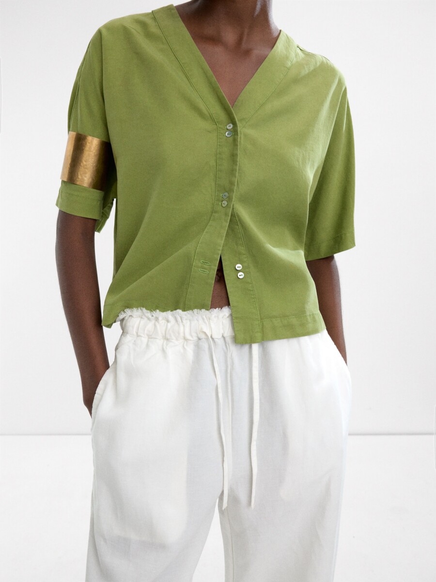 Camisa Manga Corta 100% Lyocell verde