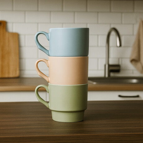 Taza Cerámica Pastel con Base Ancha – 350ml Celeste