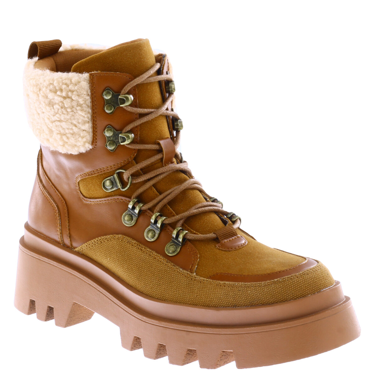 Bota borcego ALPINE con pelo en puño y materiales MissCarol - Tan 