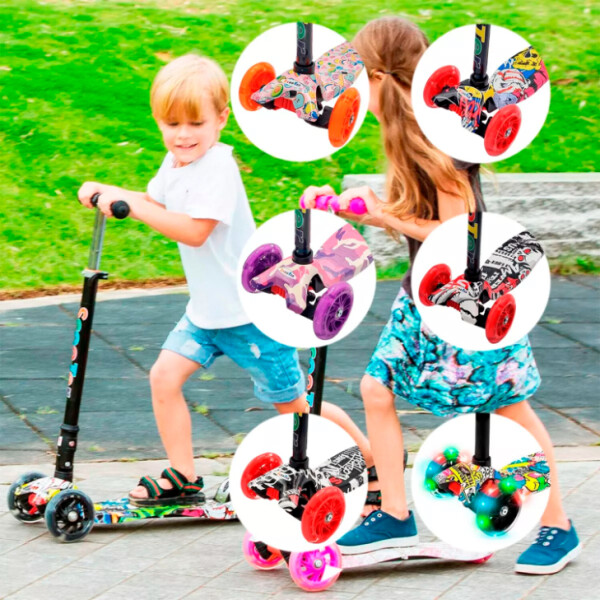 Monopatin Tripatin Scooter Luces Regulable Infantil Niños Variante Diseño Azul