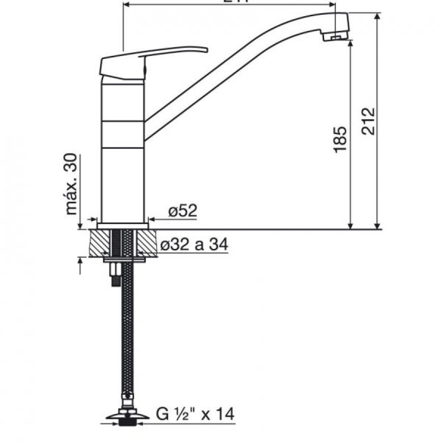Grifería De Cocina Monocomando para Mesada Cromado Línea Arizona Grifería De Cocina Monocomando para Mesada Cromado Línea Arizona