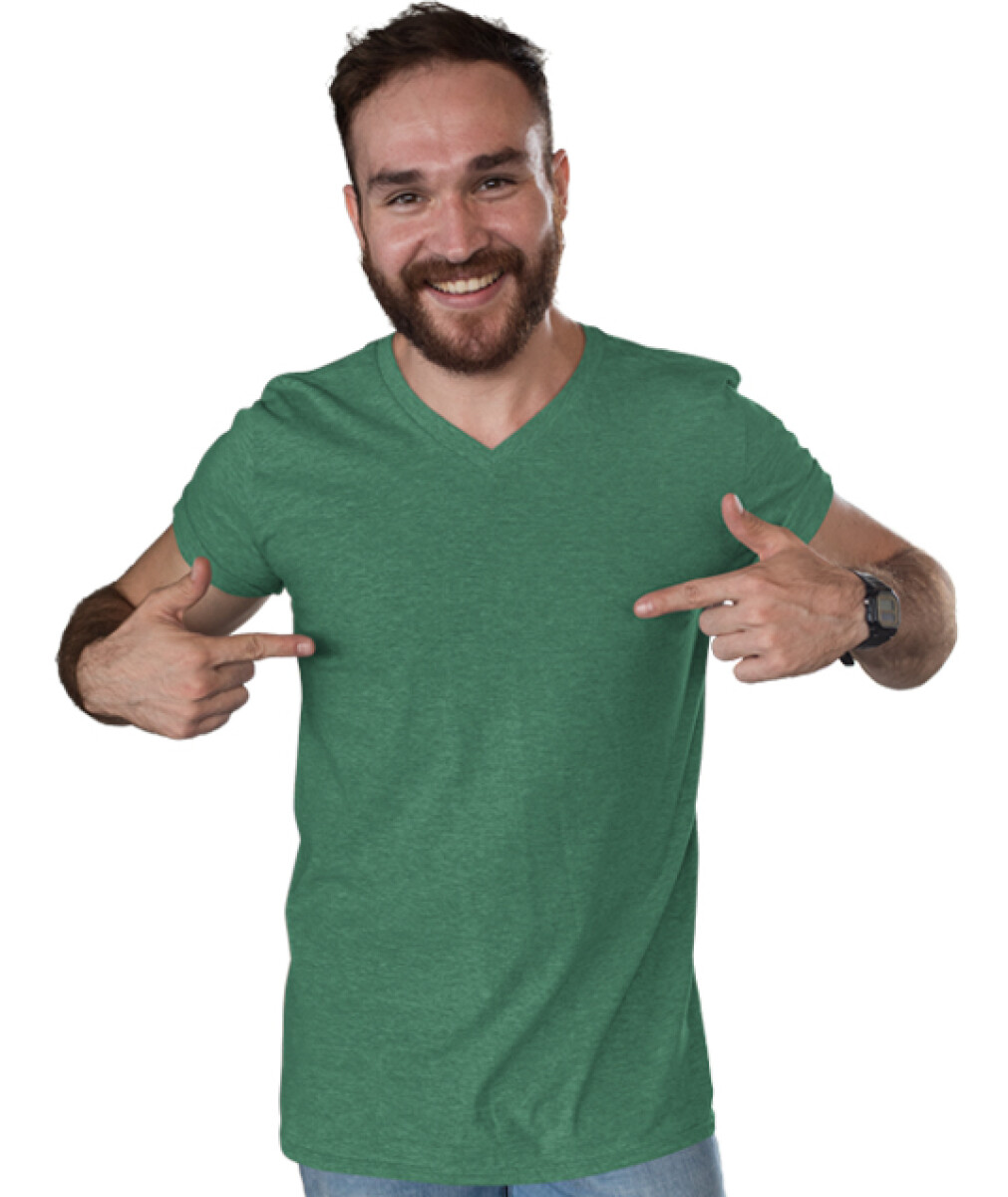 Camiseta jaspe escote en v - Verde jade 