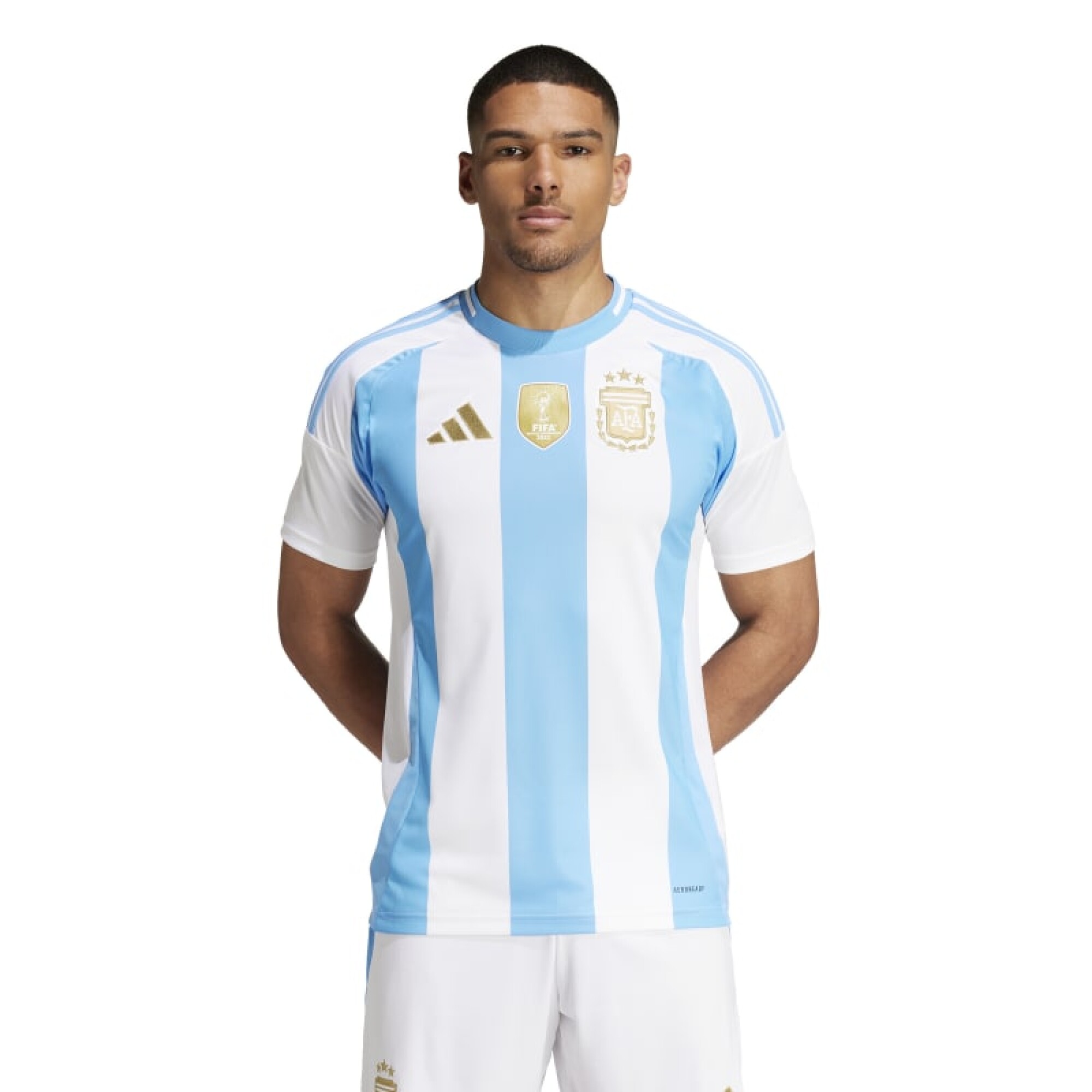 Camiseta adidas blanca y azul shop
