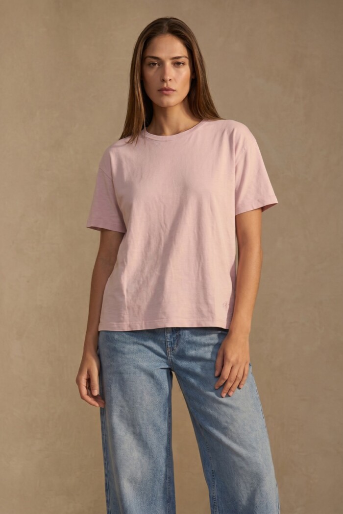 Remera Algodón Lavado Rosa