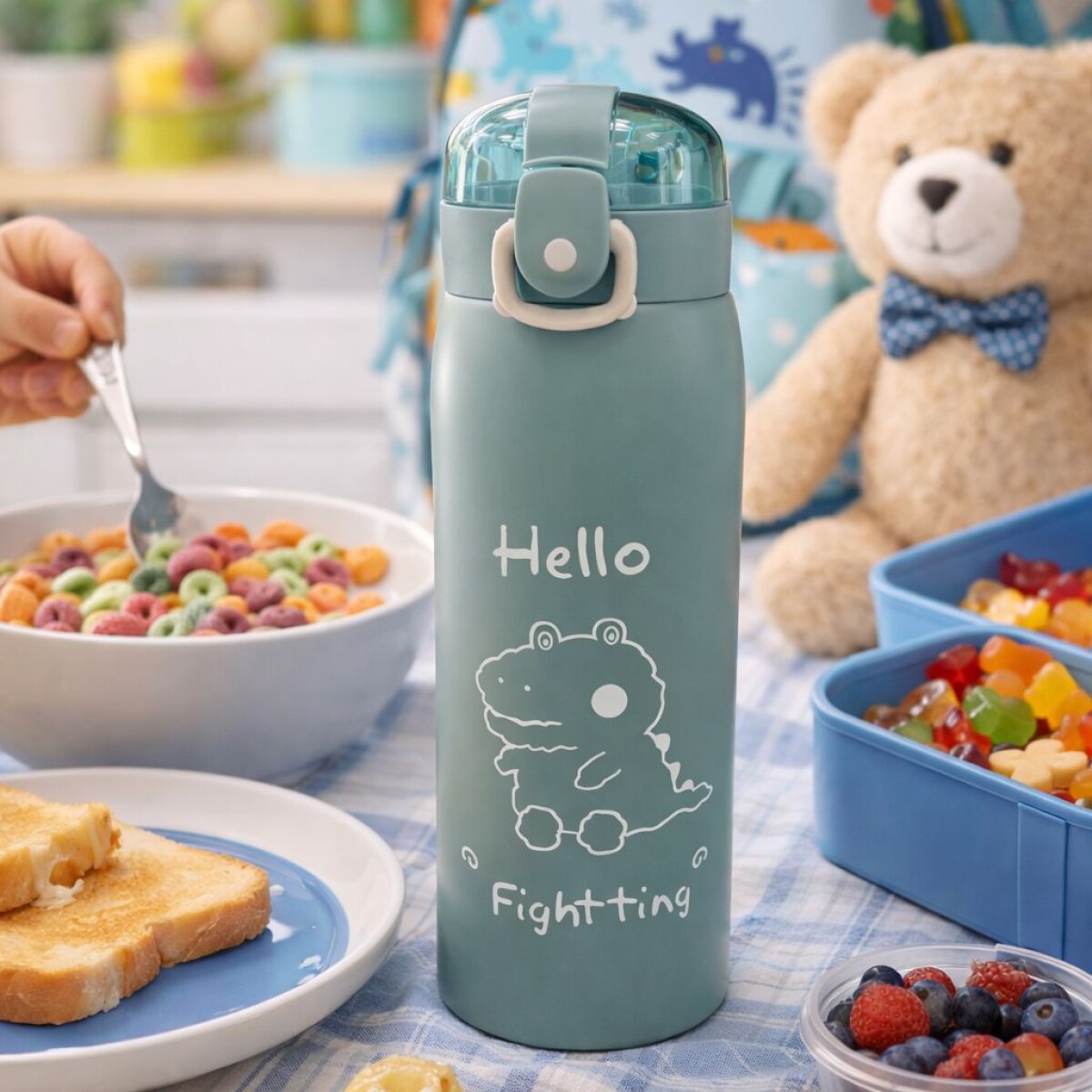 Botella Térmica Infantil 500ml Acero Inoxidable Con Pico Antigoteo - Verde 