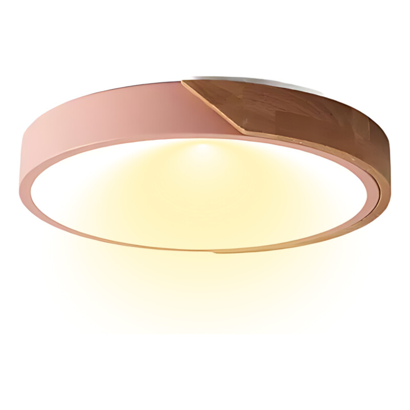 Luminaria Luz Fria Plafon Led Diám 30cm Metal Y Madera Luminaria Luz Fria Plafon Led Diám 30cm Metal Y Madera