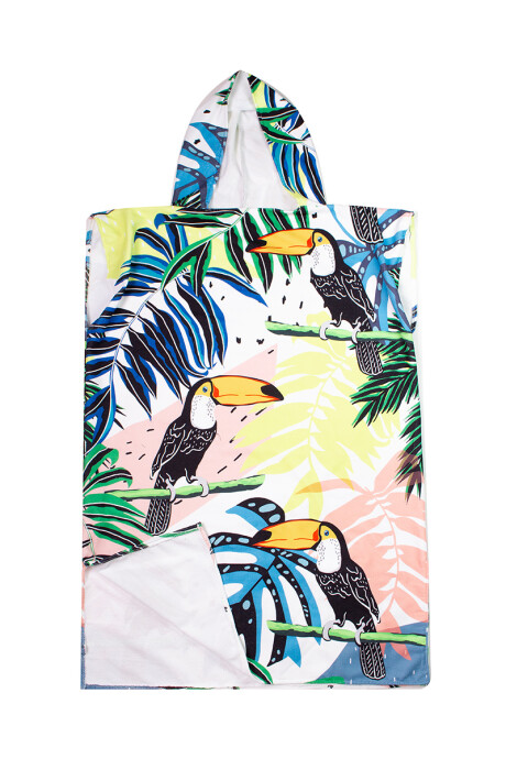 Toalla estilo poncho con dise�o de tucanes