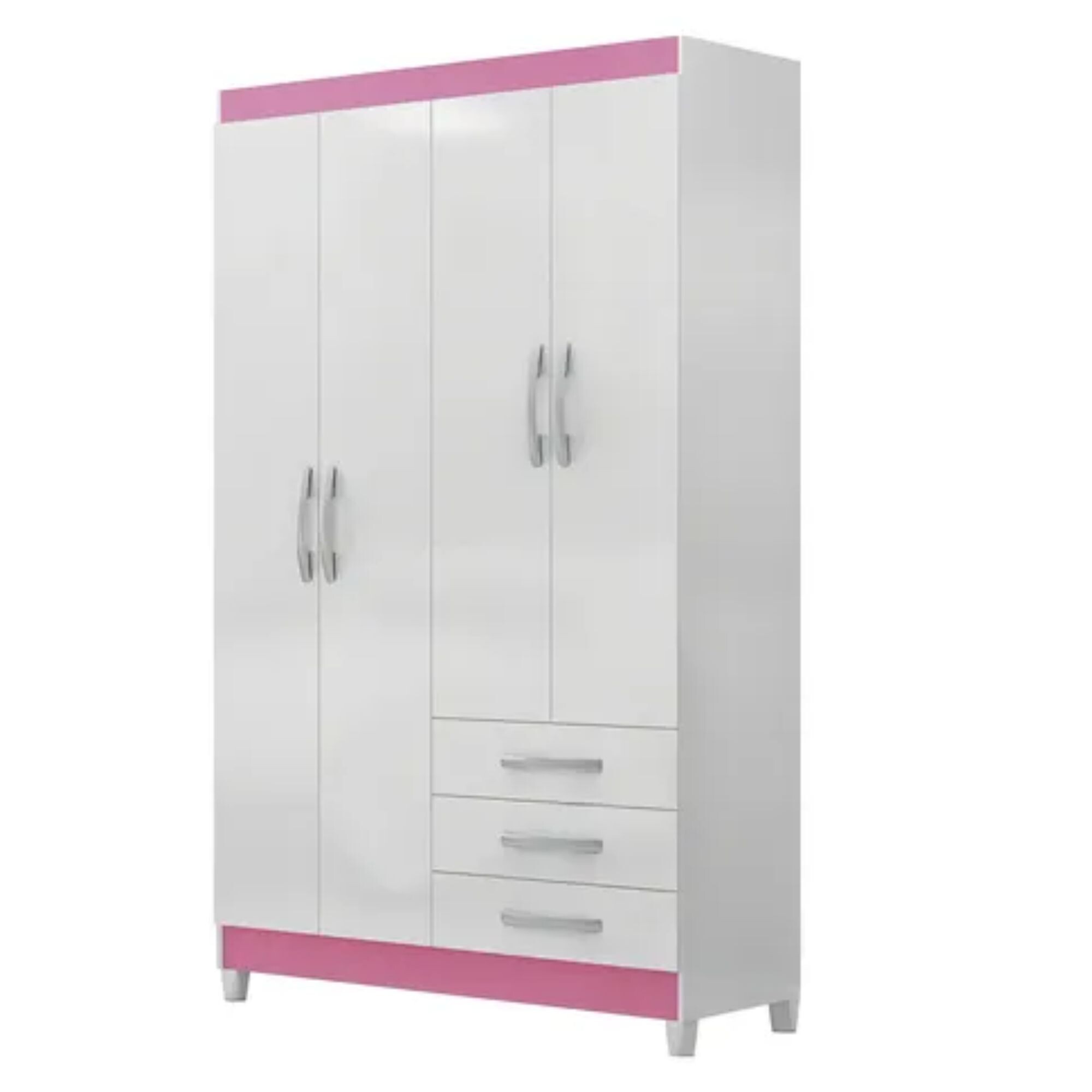 Ropero 4 Puertas NT6010 Blanco / Rosado