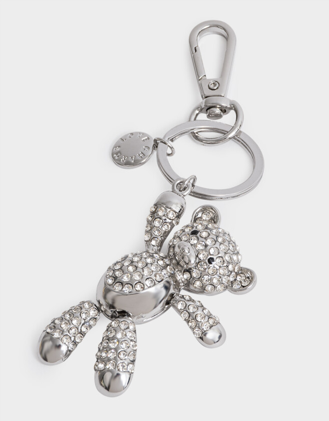Llavero Metal Llavero Y Charm Teddy Strass - Plateado