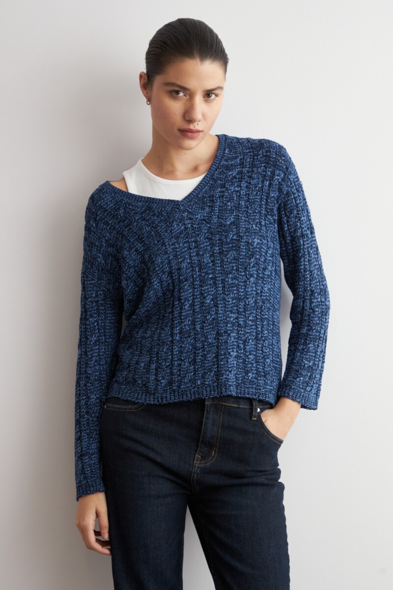 Sweater cinta estructuras azul marino
