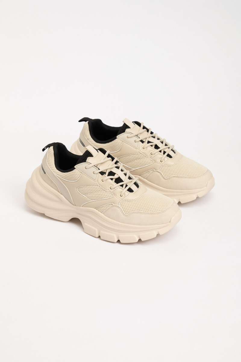 Zapatilla deportiva combinada - Beige 