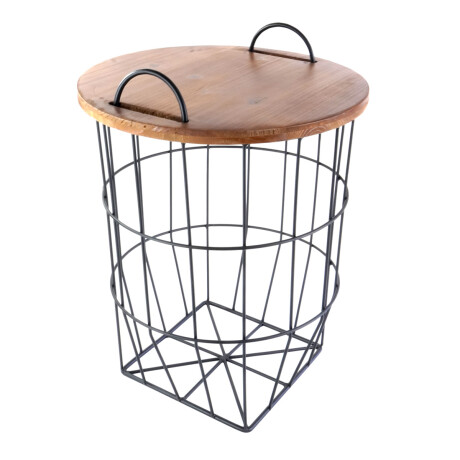 MESA 2EN1 CANASTO METAL Y MADERA CON ASAS MESA 2EN1 CANASTO METAL Y MADERA CON ASAS
