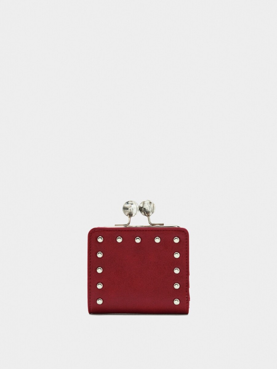 Cartera Con Tachuelas Y Cierre De Boquilla rojo