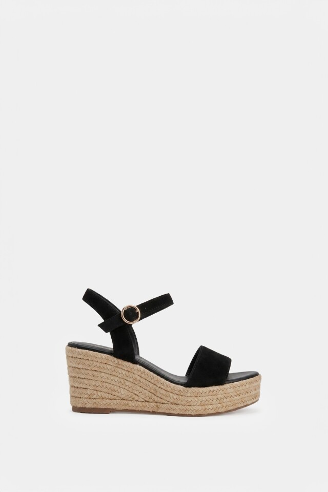 Sandalia gamuza plataforma yute negro