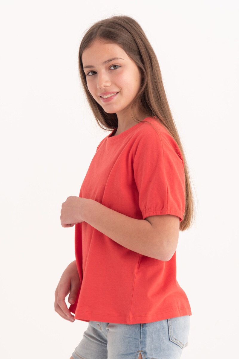 Camiseta con manga fruncida Roja