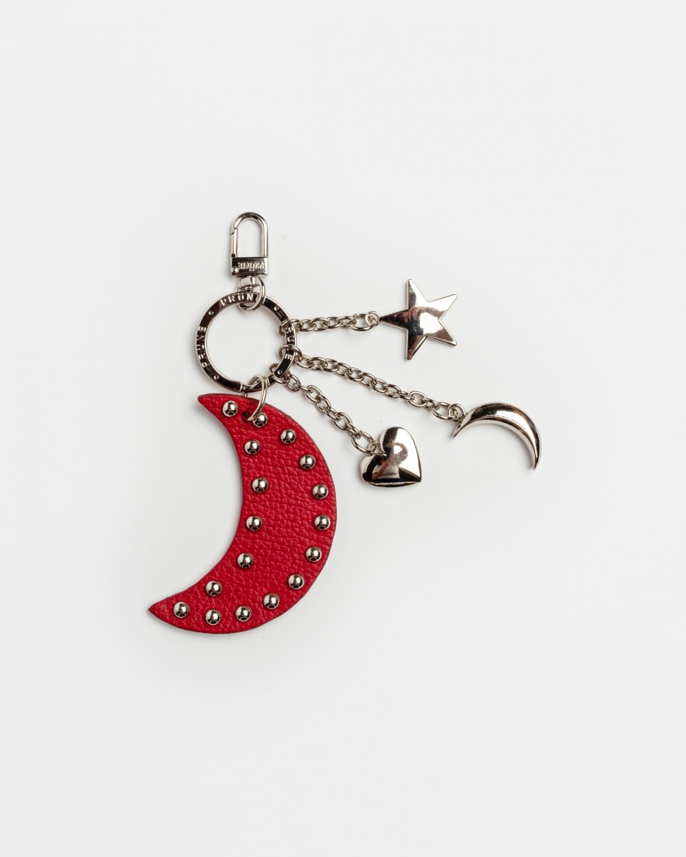 Llavero Starry Night En Cuero Graneado Rojo
