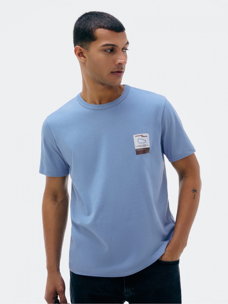 CAMISETA MANGA CORTA CON ESTAMPA - AZUL 