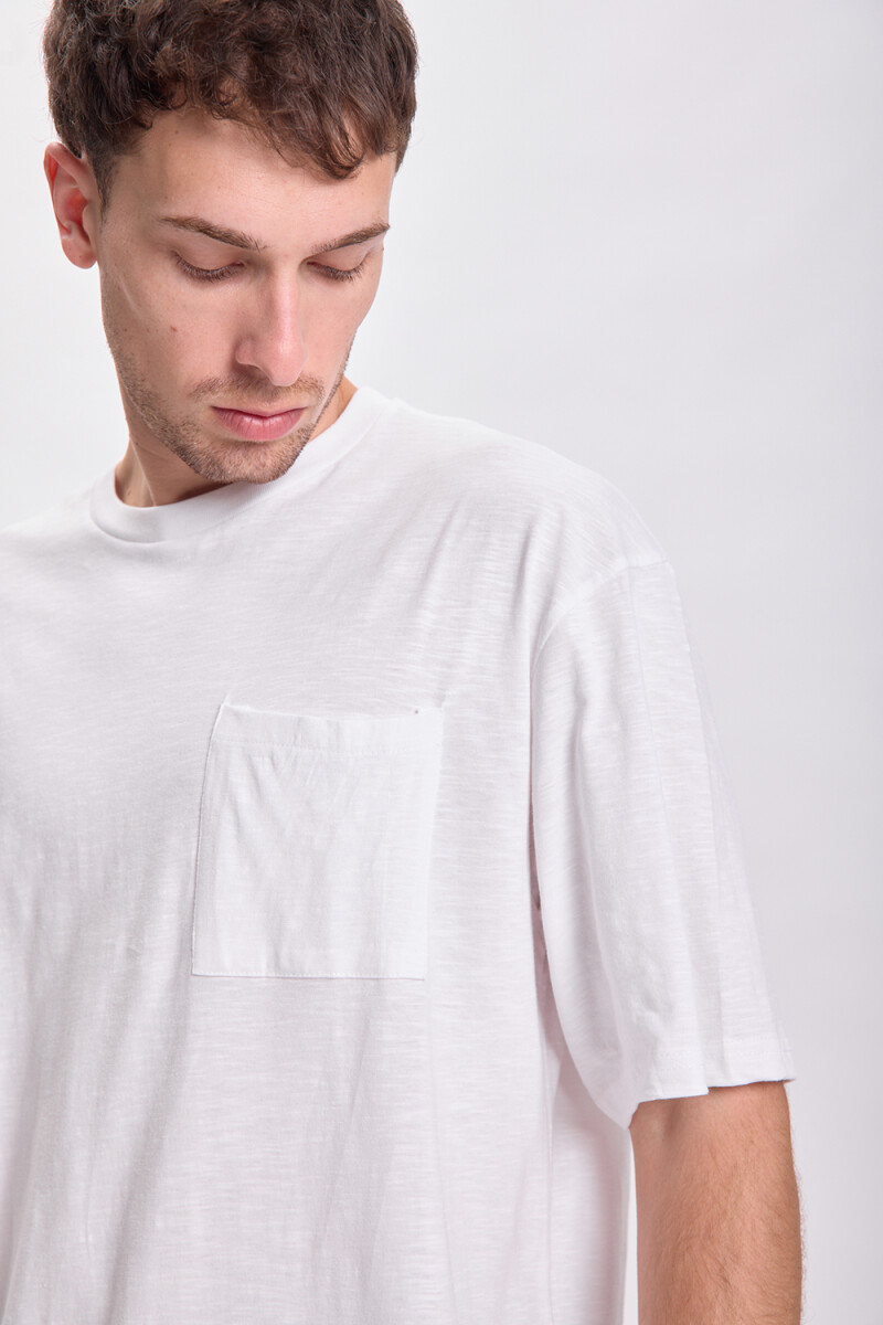 Remera slub bolsillo Blanco