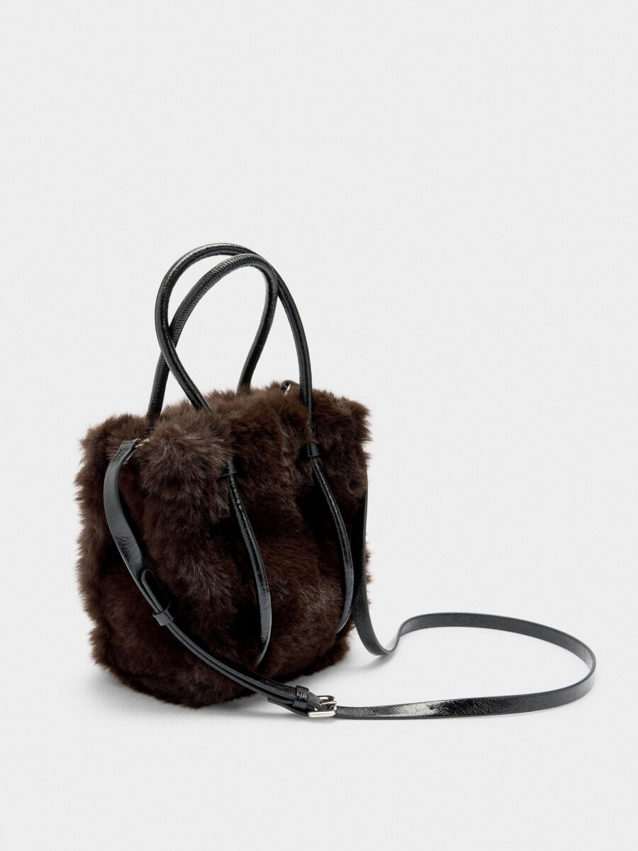 Bolso Tote Efecto Pelo marron