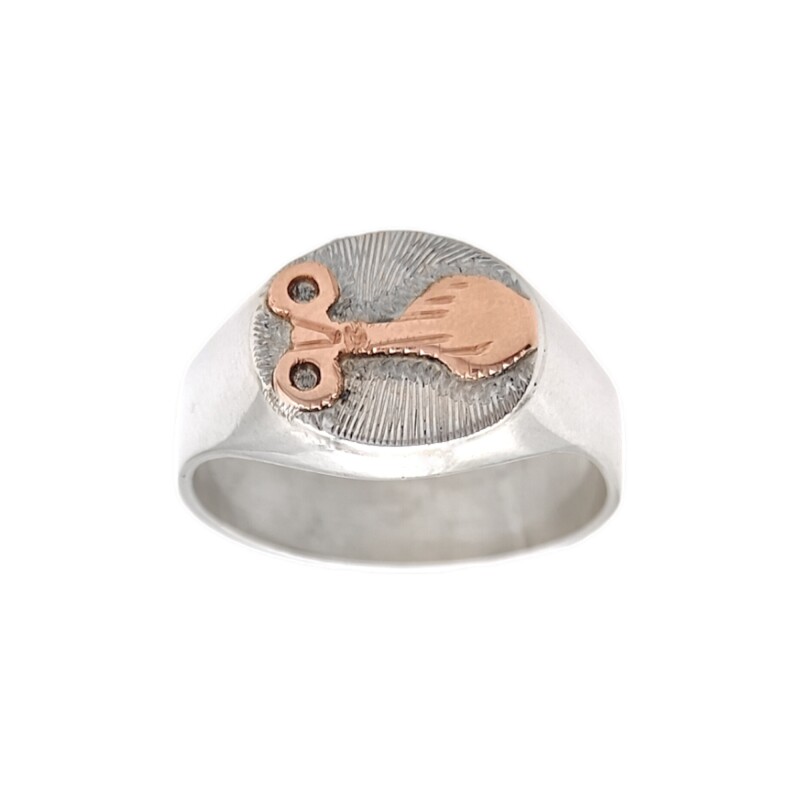 Anillo Profesión Instrumentista quirurgico-Plata y Oro-Sin Piedra-AP5004 Sinpiedra