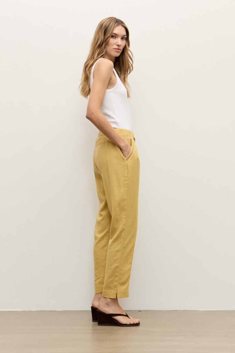Pantalon pijama lino con vainillas maiz