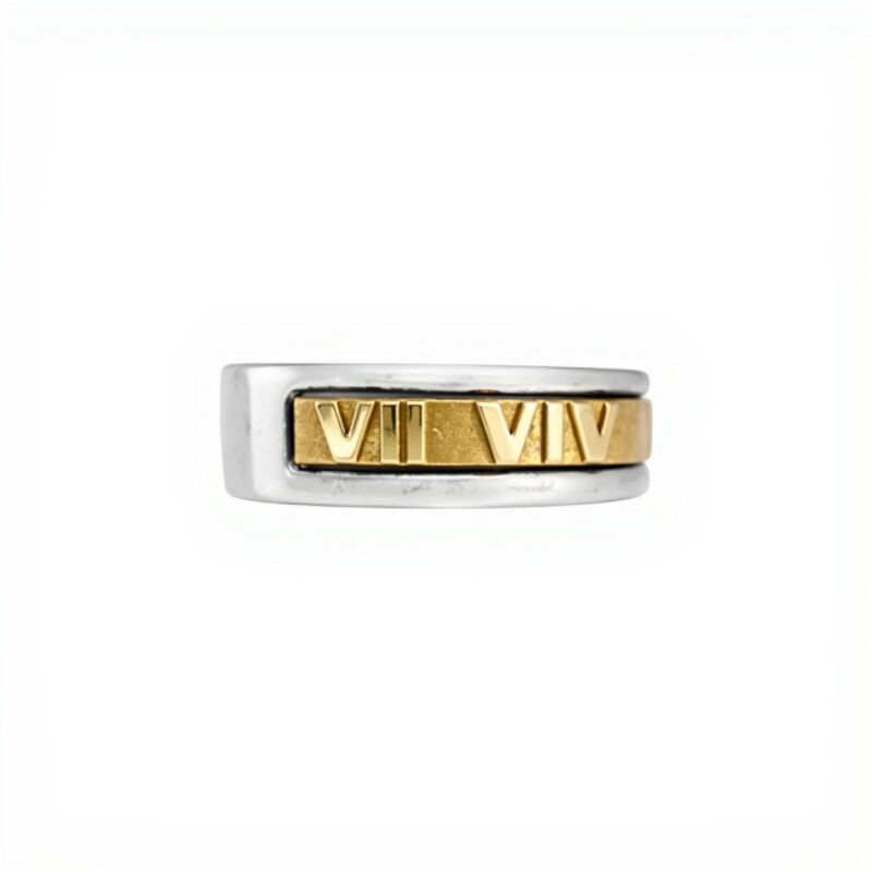 Anillo Numeros Romanos - Plata y Oro- Sin Piedra-AN5964 sinpiedra
