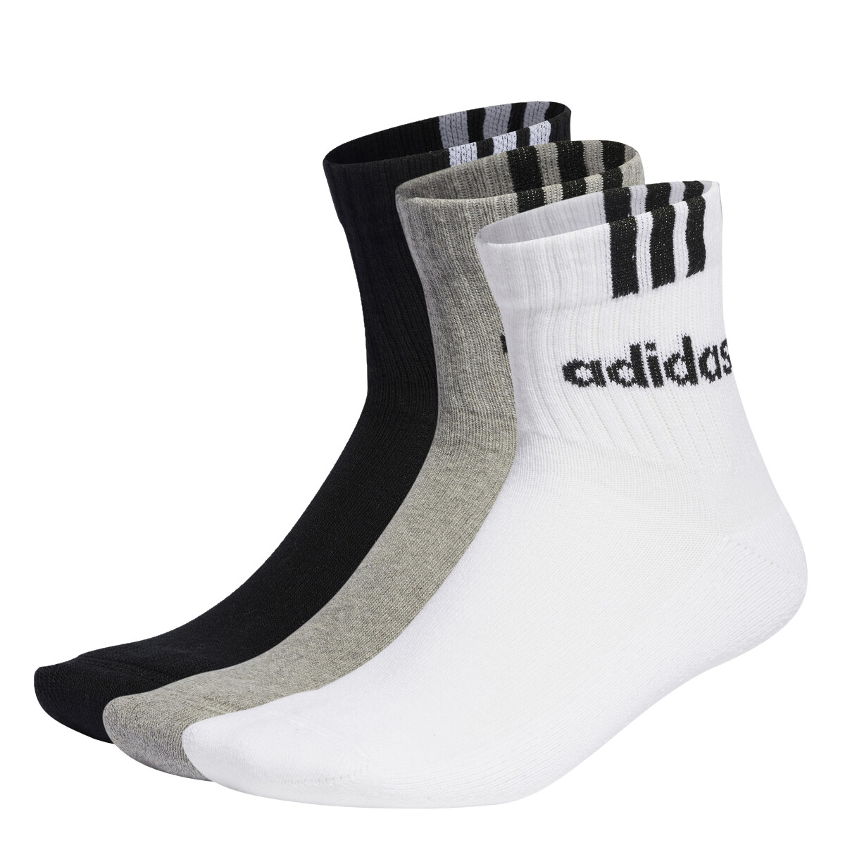 Medias Unisex Adidas x3 Medium - Gris - Blanco - Negro 