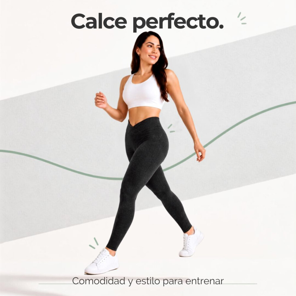 Calza tiro alto Push-Up Jaspeada Calza V Rosa