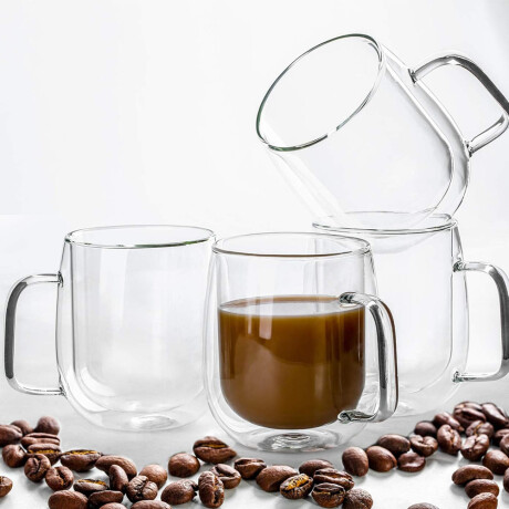 Taza de Café en Vidrio con Aislamiento de Doble Pared 350Ml Transparente