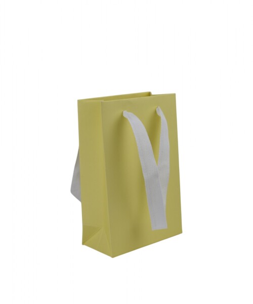 Bolsa cartulina laminada 10x05x15 cm AMARILLO