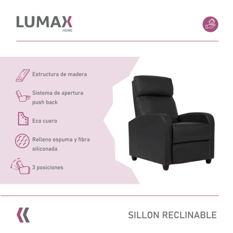 Sillón Reclinable Charlton Butaca Sofa Living Negro