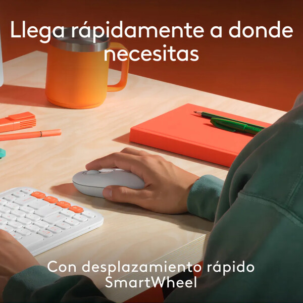 Combo Ligitech Teclado Mouse Pop Icon Blutooth BLANCO