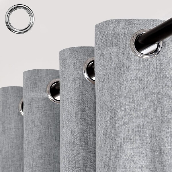 Cortina 100% Blackout 2Paños 140x220 Textura Lino Doble Faz Variante Color Gris