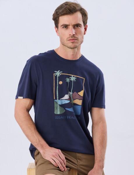 REMERA ESTAMPADA DE ALGODÓN Azul