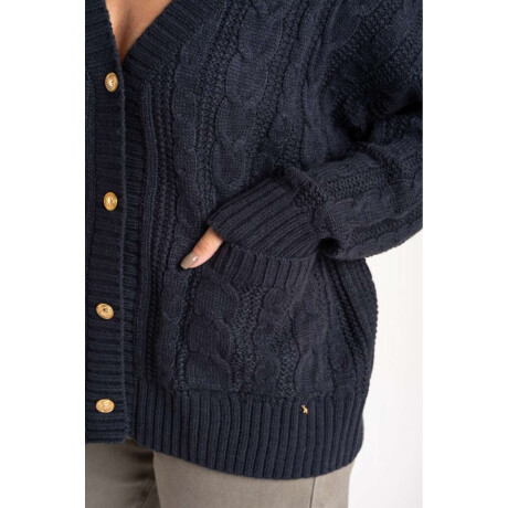 Cardigan Texturado Lana Azul Oscuro