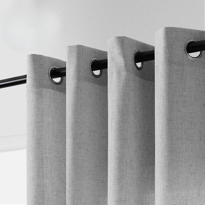Cortina 2 Paños 106 X160 Cm Textura Lino Gris