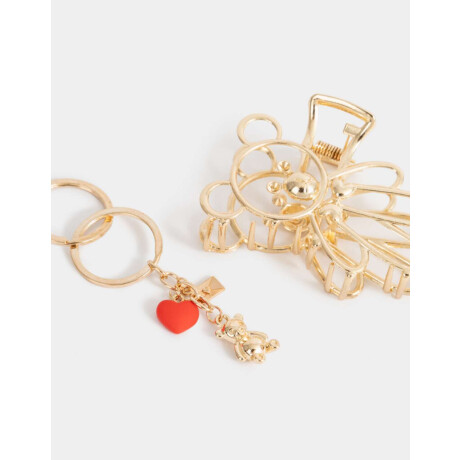 Set De Broche Y Llavero Combinacion Bicolor
