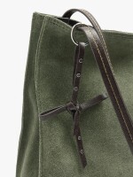 Bolso Shopper Rectangular Con Piel caqui