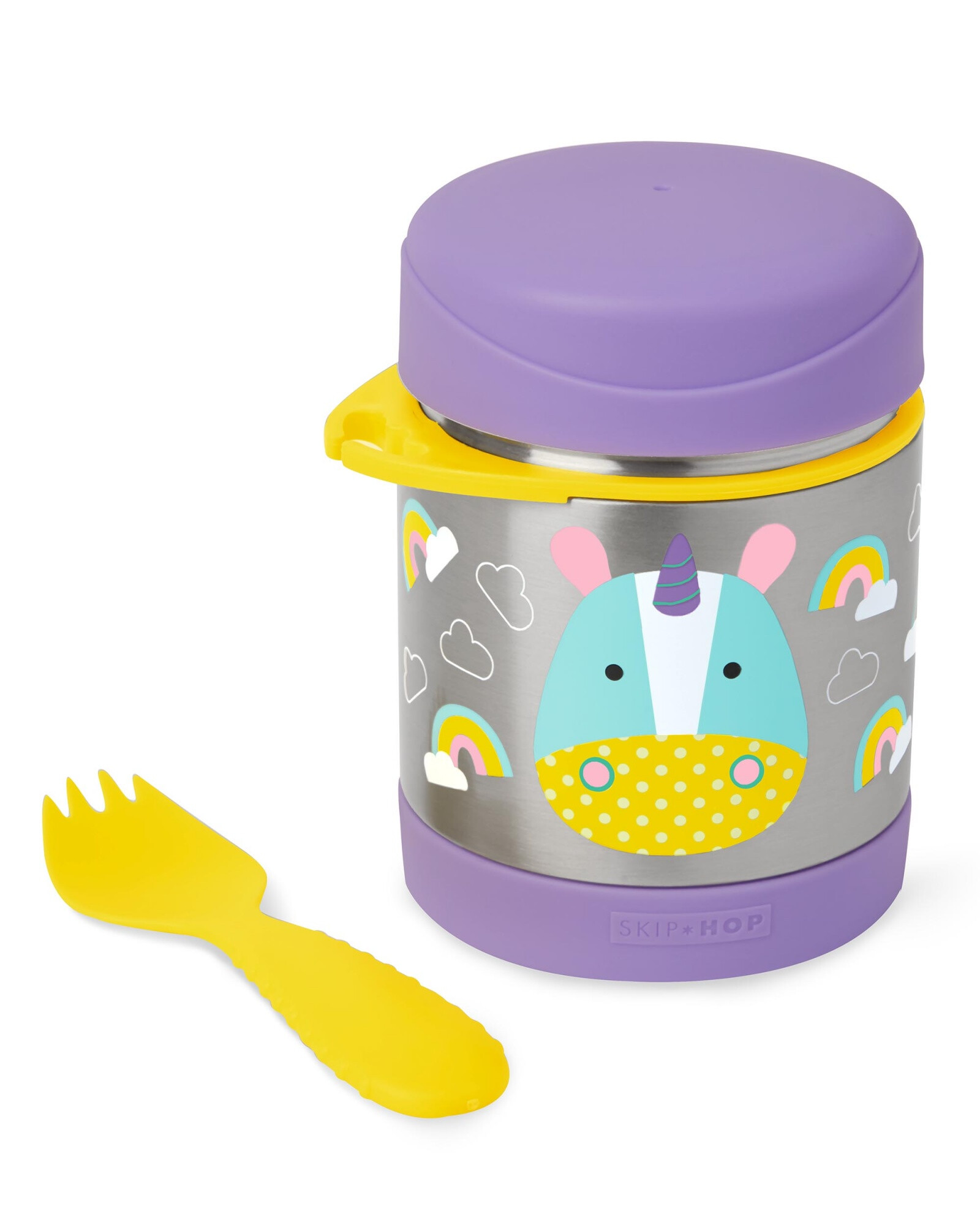 Tupper de acero inoxidable con cubierto, diseño unicornio Tupper de acero inoxidable con cubierto, diseño unicornio
