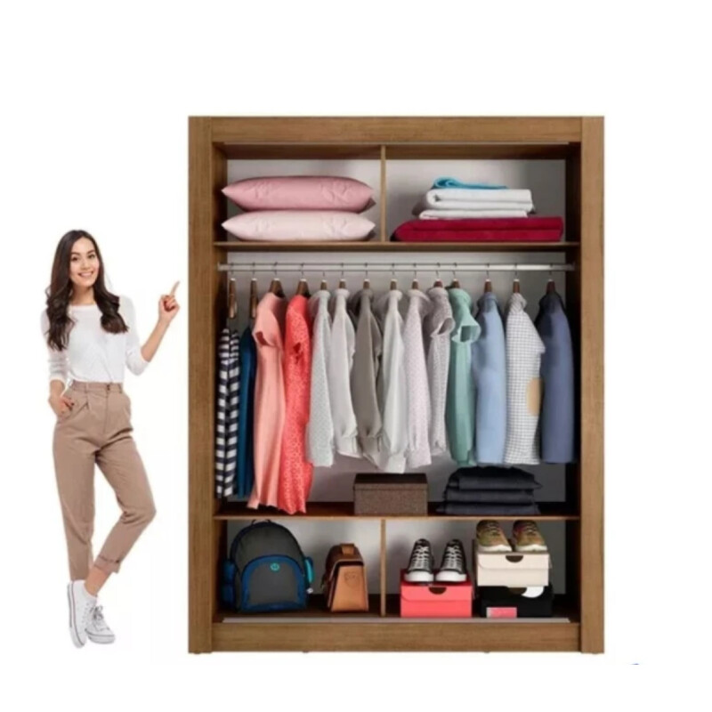 Ropero Placard 2 Puertas Corredizas 1 Espejo Denver Marrón